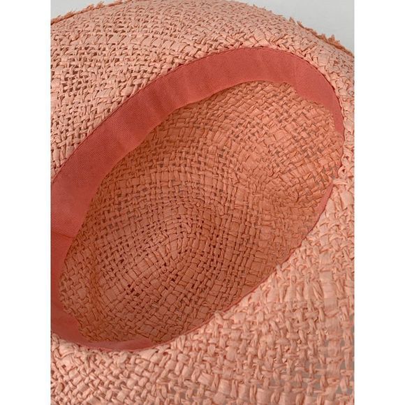 Dorothy Perkins Pink Straw Sun Hat Charm Ribbon 3715 Floppy Packable Resort - Picture 9 of 11